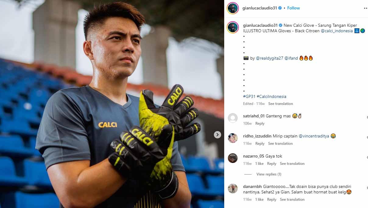 Kiper Persis Solo, Gianluca Pandeynuwu. (Foto: Instagram@gianlucaclaudio31)