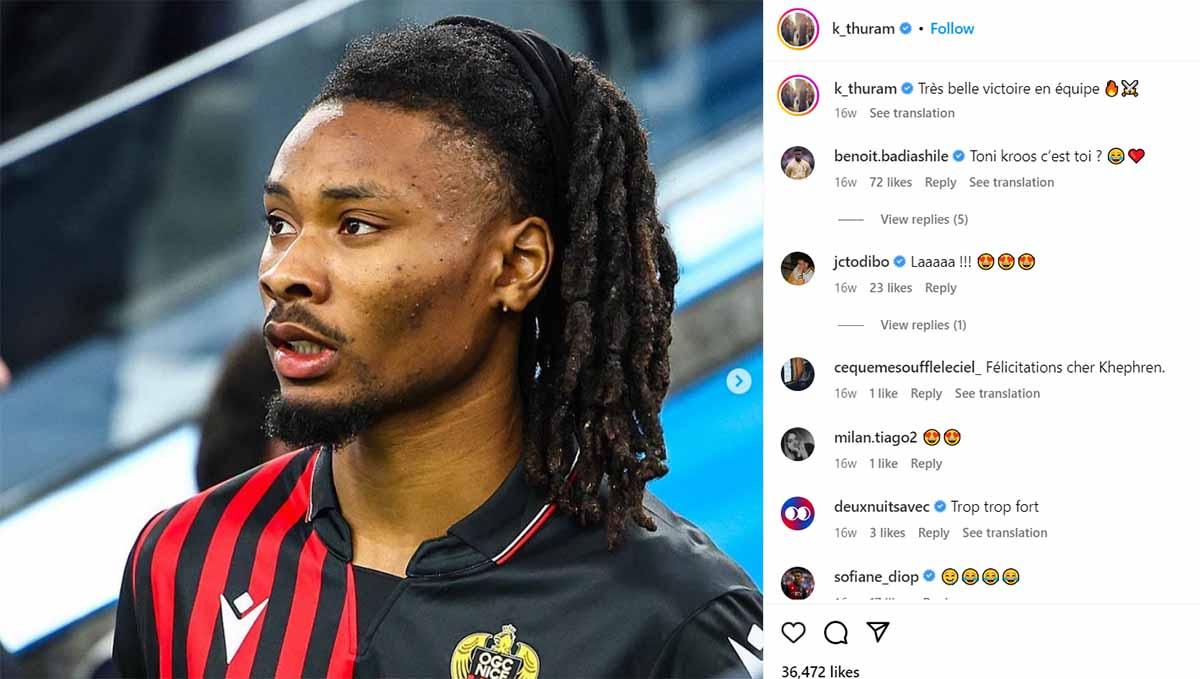 Setelah mendatangkan Marcus Thuram di bursa transfer musim panas 2023, Inter Milan berniat untuk menggaet anggota klam Thuram lain dalam diri Khephren Thuram. (Foto: Instagram@k_thuram)