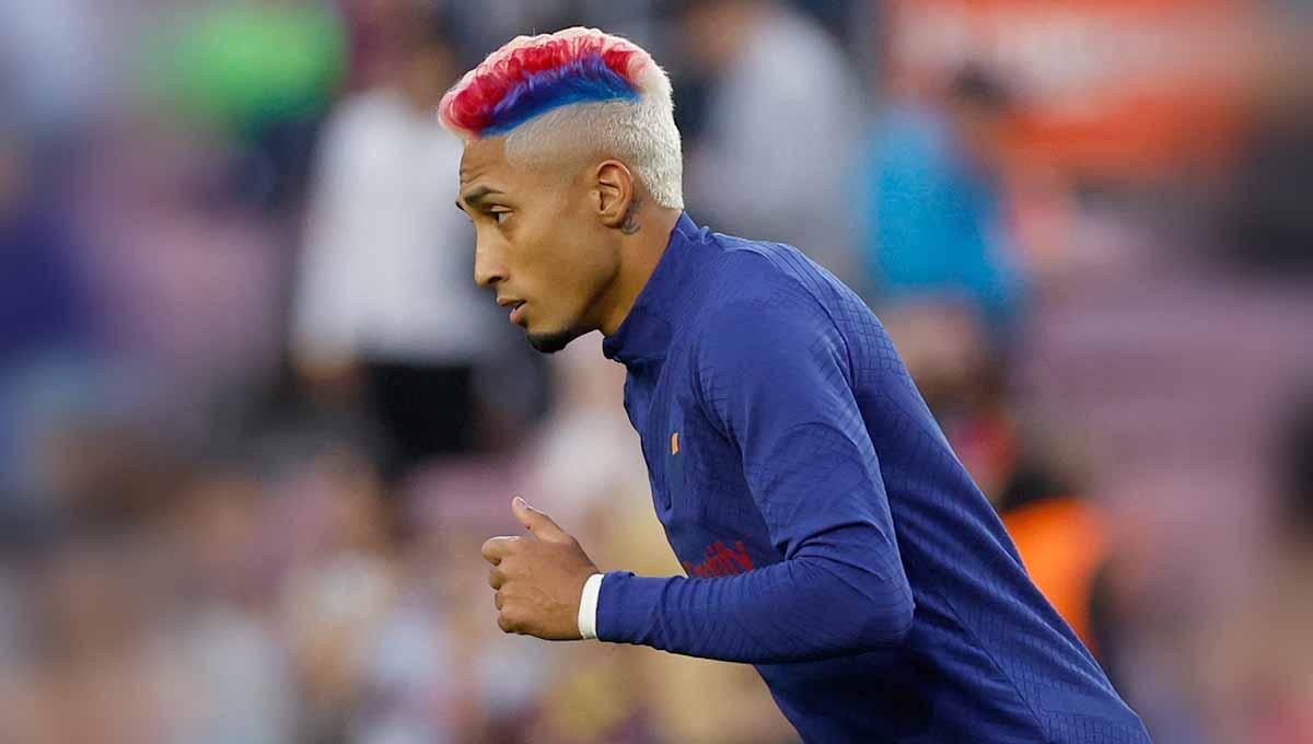 Raksasa Liga Inggris, Manchester United, punya akal untuk ajak Barcelona tukar guling Jadon Sancho dengan Raphinha jelang bursa transfer 2024. (Foto: REUTERS/Albert Gea)