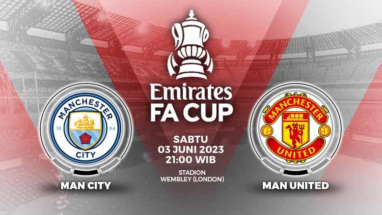 Link live streaming final Piala FA 2022/23 antara Manchester City vs Manchester United, Sabtu (3/6/23) pukul 21:00 WIB bisa Anda saksikan melalui artikel ini.