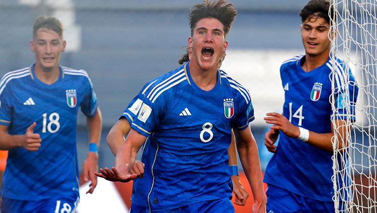 Selebrasi para pemain timnas Italia U-20 di Piala Dunia U-20 2023.