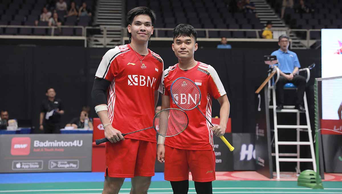 Kondisi tangan Daniel Marthin yang dibalut perban mencuri perhatian saat tampil bersama Leo Rolly Carnando di Singapore Open 2023. (Foto: PBSI)