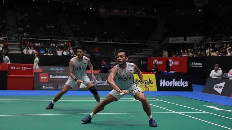 Pramudya Kusumawardana/Yeremia Rambitan di Singapore Open 2023.