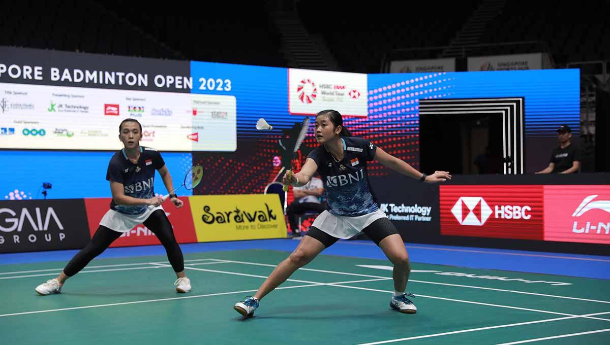 Febriana Dwipuji Kusuma/Amalia Cahaya Pratiwi terhenti langkahnya di babak perempat final Japan Open 2023 dari Kim So-yeong/Kong Hee-yong. - INDOSPORT
