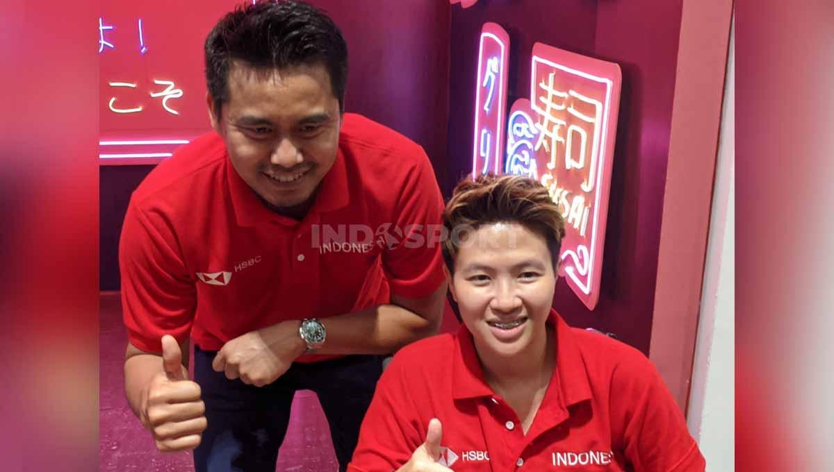 Liliyana Natsir/Tontowi Ahmad usai Press Conference HSBC Meet & Greet with Badminton Legends, Sabtu (10/06/23).