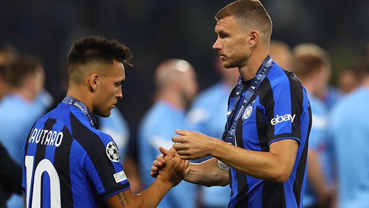 Lautaro Martinez dan Edin Dzeko saat tampil di final Liga Champions.