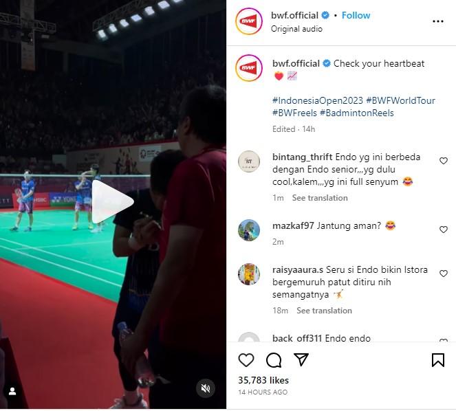 Momen krusial Leo/Daniel saat menghadapi Endo/Takei di Indonesia Open 2023. Copyright: instagram/bwf.official