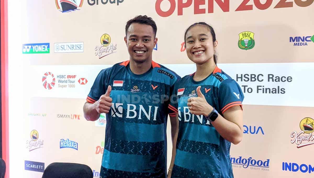 Pasangan ganda campuran Indonesia, Rehan Kusharjanto/Lisa Kusumawati usai laga babak 32 besar Indonesia Open 2023, Selasa (13/06/23). - INDOSPORT
