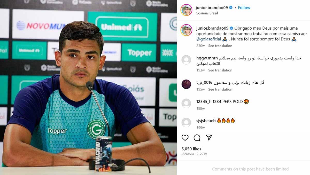 Striker Brasil, Jose Brandao Goncalves Junior, jadi pemain asing ke-6 Madura United. Foto: Instagram@junior.brandao09.