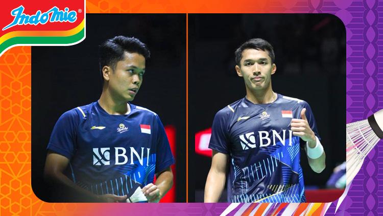 Jonatan Christie dan Anthony Ginting berpeluang meraih gelar juara Indonesia Open yang terakhir kali diraih oleh Simon Santoso.