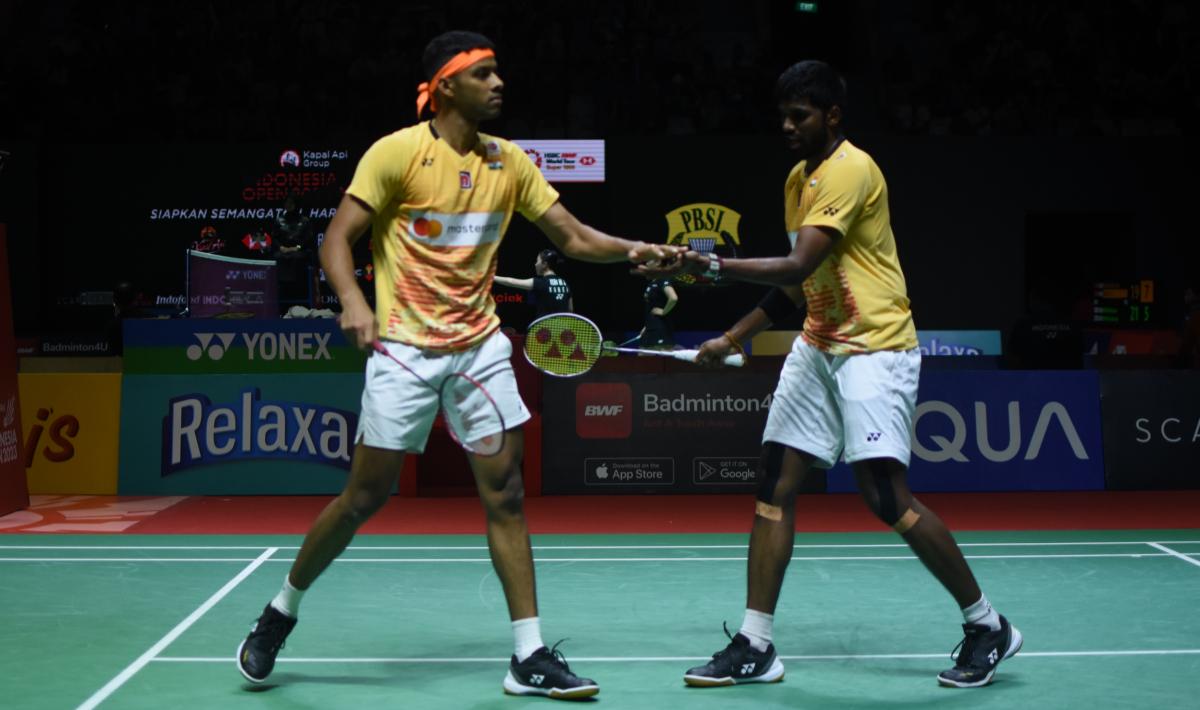 Ganda putra India, Satwiksairaj Rankireddy/Chirag Shetty tampil di Kejuaraan Dunia Bulutangkis 2023. Foto: Herry Ibrahim/INDOSPORT