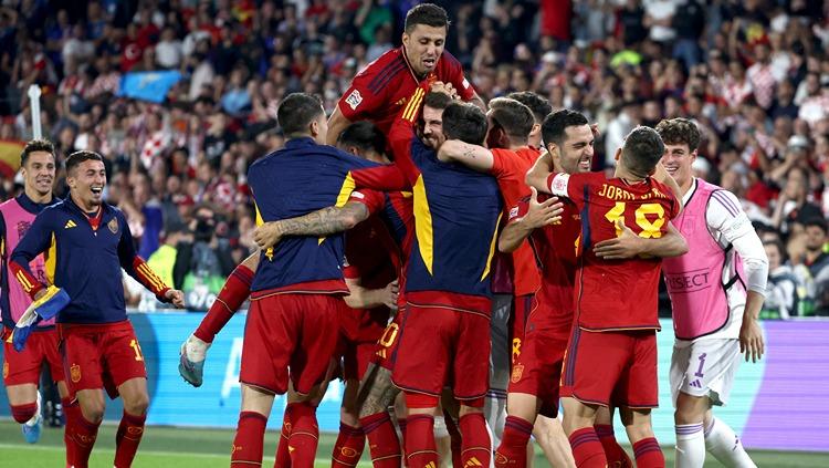Timnas Spanyol juara UEFA Nations League pasca mengalahkan Kroasia (19/06/23). (Foto: REUTERS/Yves Herman) - INDOSPORT