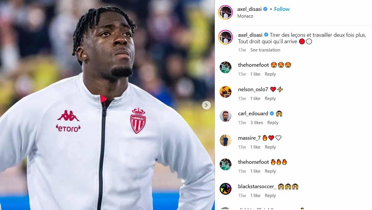 Dengan semakin jauhnya Kim Min-jae dari genggaman, Manchester United dikabarkan mulai beralih pada Axel Disasi pada bursa transfer musim panas ini. (Foto: Instagram@axel_disasi)