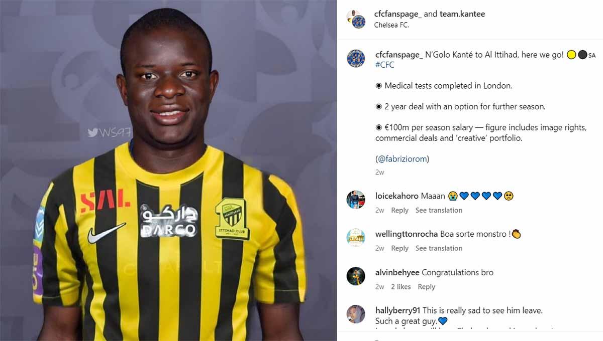 N'Golo Kante, pemain baru Al ittihad. (Foto: Instagram@team.kantee)