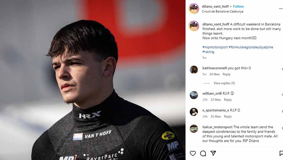Dilano Van't Hoff ya, pembalap Formula 4 yang meninggal di Spa Francochamps, Sabtu (01/07/23). (Foto: Instagram@dilano_vant_hoff)