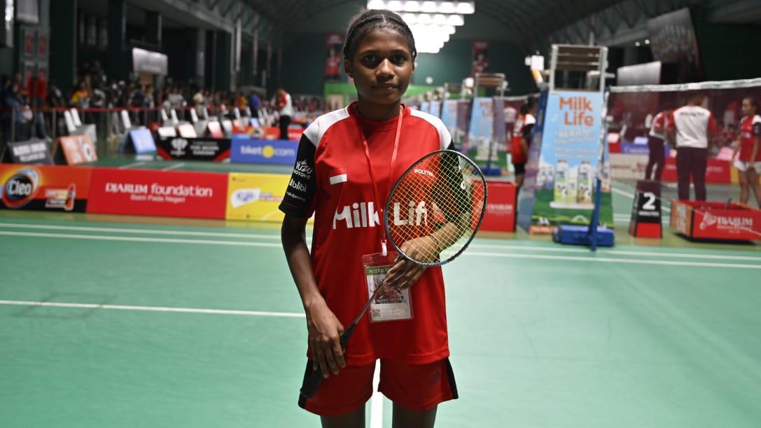 Salah satu peserta Audisi Umum PB Djarum 2023 asal Papua, Margaretha Lusia Shara Rumambar.