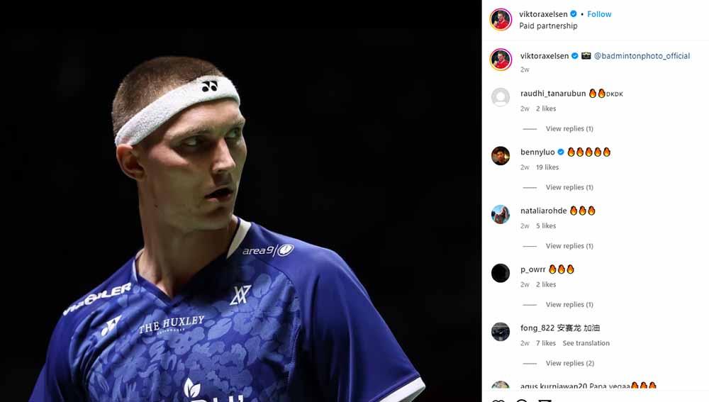 Komentator bulutangkis ternama, Gillian Clark atau Oma Gill, sempat khilaf melupakan Taufik Hidayat saat menyandingkan torehan Viktor Axelsen dengan Lin Dan. (Foto: Instagram@viktoraxelsen)