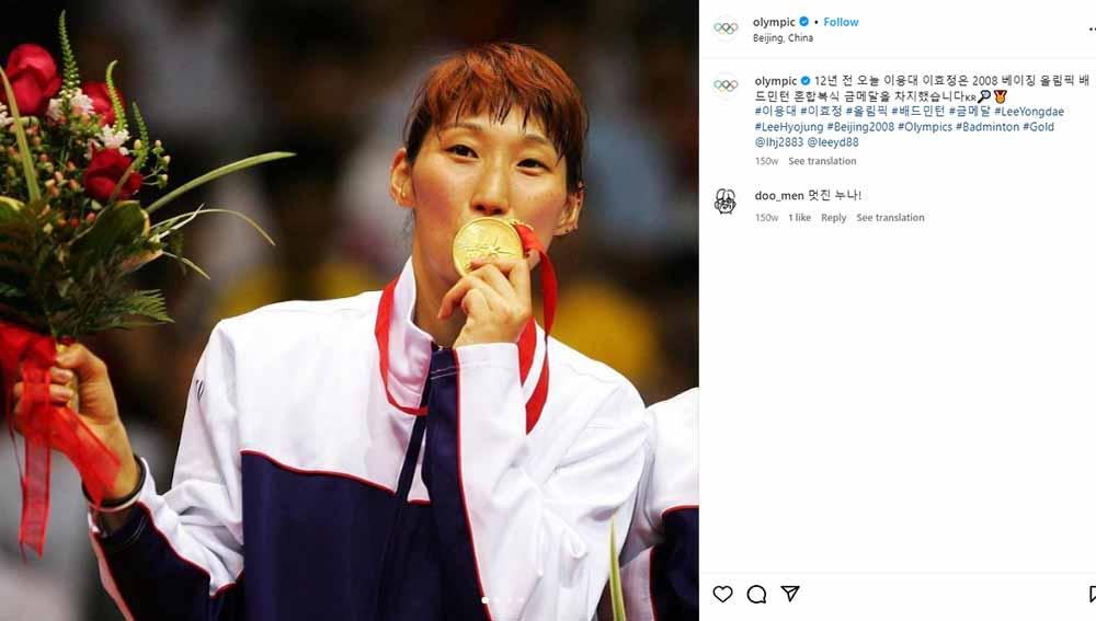 Lee Hyo-jung, ratu bulutangkis Korea Selatan. (Foto: Instagram@olympic)