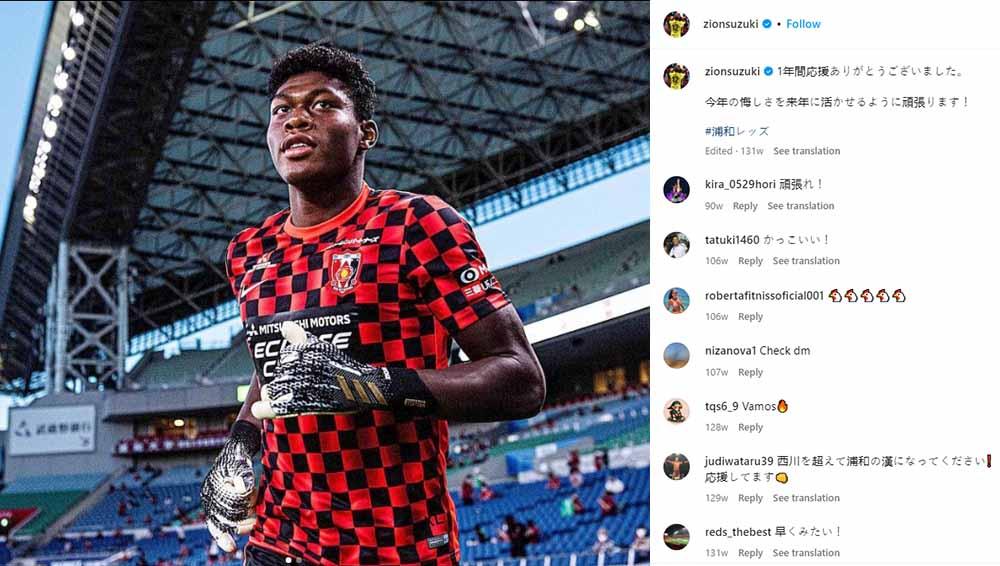 Manchester United dikabarkan meminati penjaga gawang dari Liga Jepang milik Urawa Red Diamonds, Zion Suzuki, pada bursa transfer musim panas ini. (Foto: Instagram@zionsuzuki)