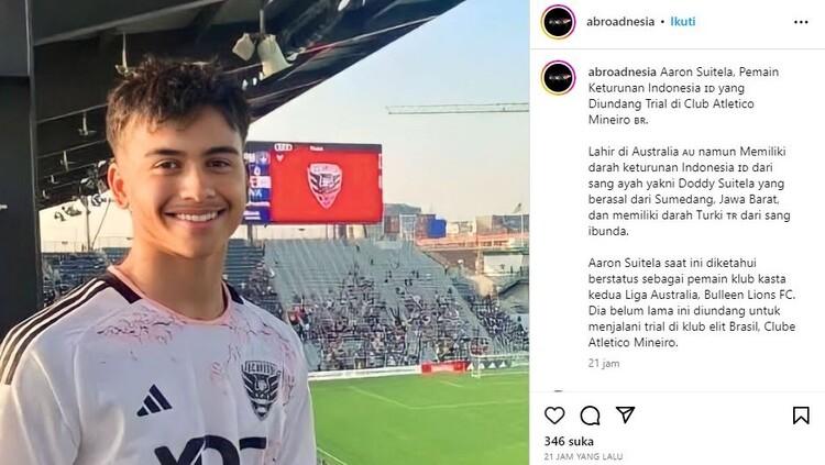 Aaron Liam Suitela, pemain berdarah Indonesia-Turki yang membela klub Australia (Foto: IG @abroadnesia).