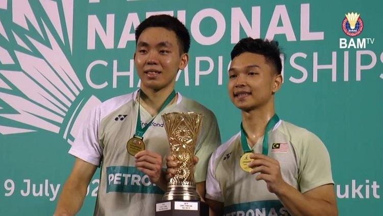 Pasangan ganda Malaysia, Muhammad Arif Shaharuddin Wan Junaidi/Yap Roy King, juarai Kejuaraan Nasional Malaysia. - INDOSPORT