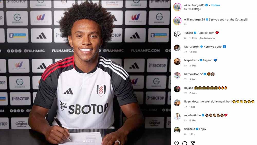 Willian, pemain baru Fulham. (Foto: Instagram@willianborges88)