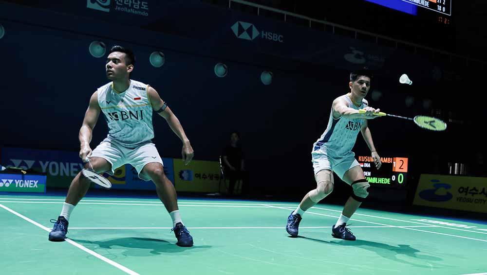 Ganda putra Indonesia Pramudya Kusumawardana/Yeremia Rambitan, terhenti di babak perempatfinal Australia Open 2023. (Foto: PBSI) - INDOSPORT
