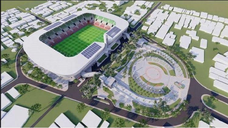 Proyek revitalisasi Stadion Teladan.