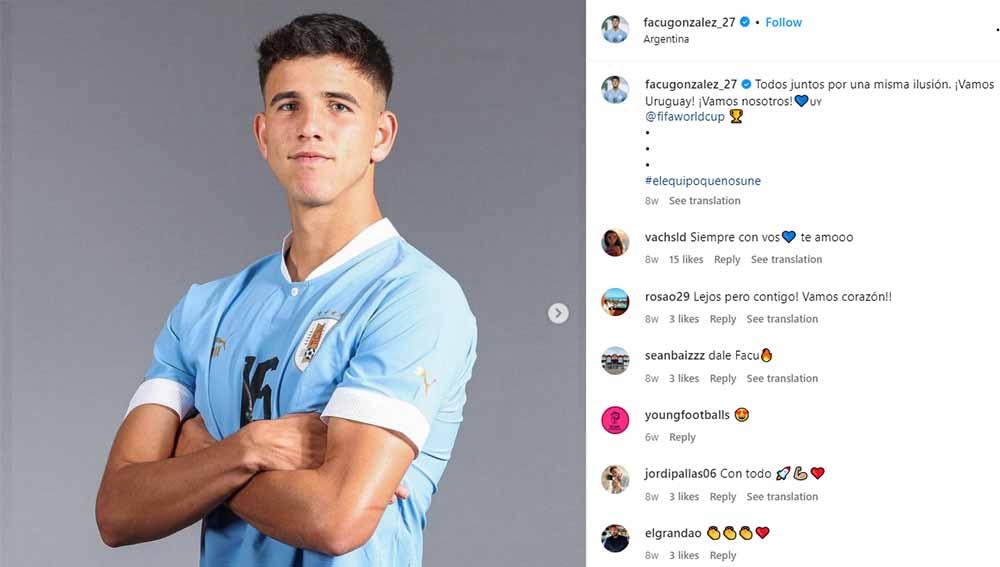 Pemain Valencia dan Timnas Uruguay U-20, Facundo Gonzalez siap diresmikan Juventus. (Foto: Instagram@facugonzalez_27)