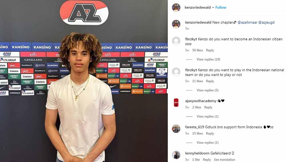 Belanda sepertinya tidak pernah kehabisan talenta sepakbola berdarah Indonesia. Kenzo Riedewald adalah salah satunya. (Foto: Instagram@kenzoriedewald)