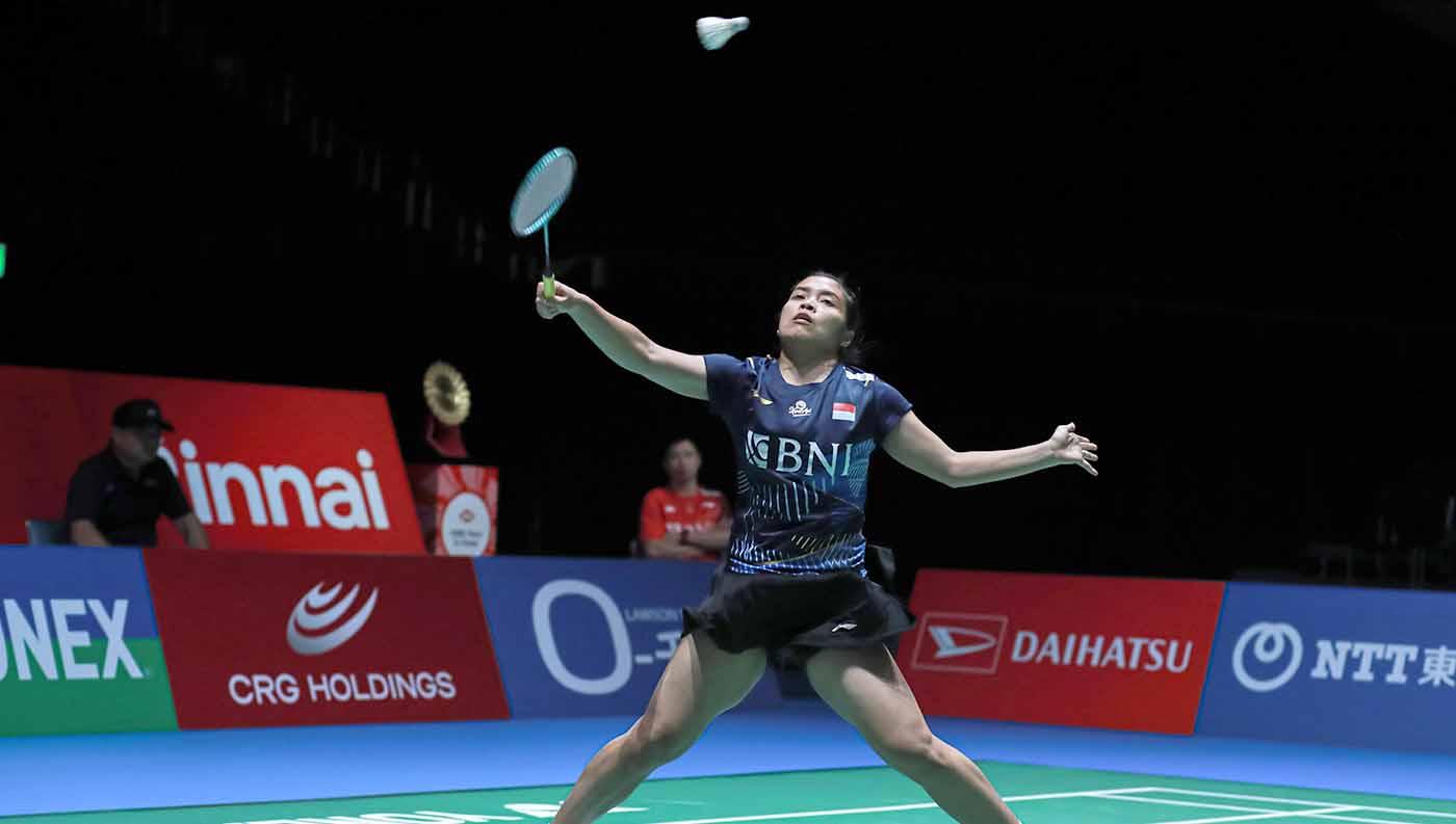 Tunggal putri nomor satu Indonesia, Gregoria Mariska, dirujak media Vietnam usai dipermalukan Nguyen Thuy Linh di babak pertama turnamen bulutangkis China Open 2023. - INDOSPORT