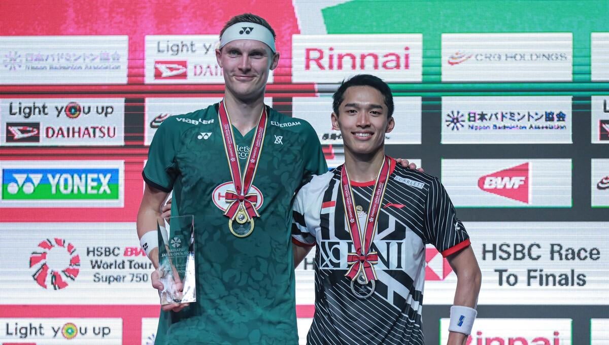 Tersebar dialog antara kedua pemain bulutangkis, Viktor Axelsen dan Jonatan Christie, usai final Japan Open 2023 versi Badminton Lovers. (Foto: PBSI) - INDOSPORT