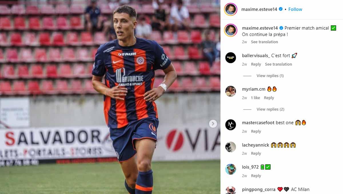 Maxime Estève, bek Montpellier incaran AC Milan. (Foto: Instagram@maxime.esteve14)