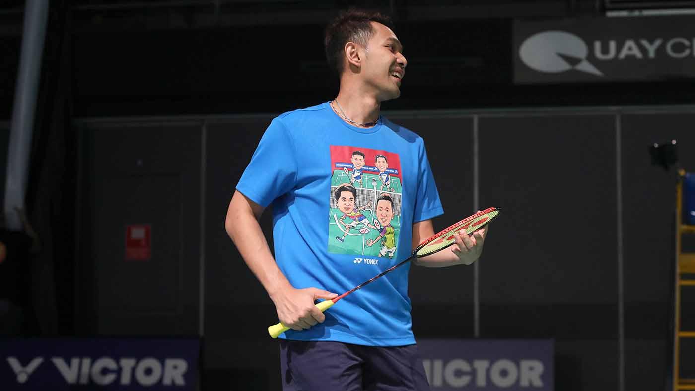 Fajar Alfian saat latihan jelang Autralian Open 2023. (Foto: PBSI)
