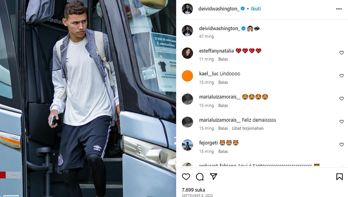 Klub Liga Inggris (Premier League), Chelsea selangkah lagi bisa mengamankan tanda tangan wonderkid Brasil milik Santos, Deivid Washington, berkat bantuan Thiago Silva. (Foto: Instagram@deividwashington_)