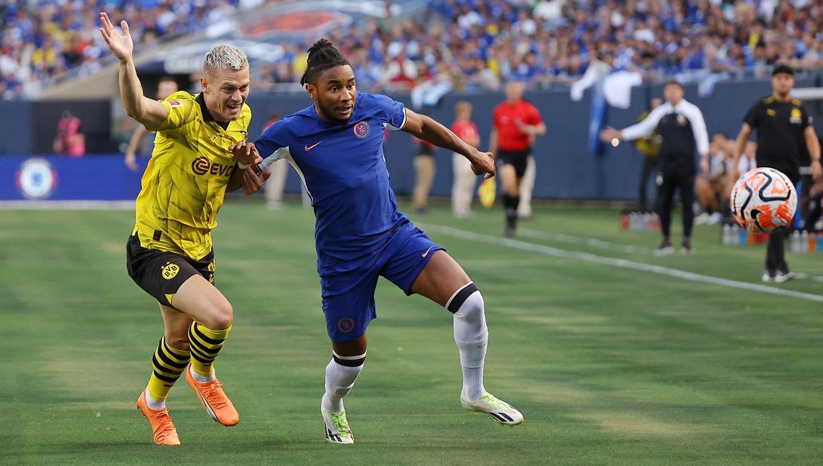 Aksi Christopher Nkunku di laga pramusim Chelsea vs Borussia Dortmund (03/08/23). (Foto: Reuters/Jon Durr-USA TODAY Sports) - INDOSPORT
