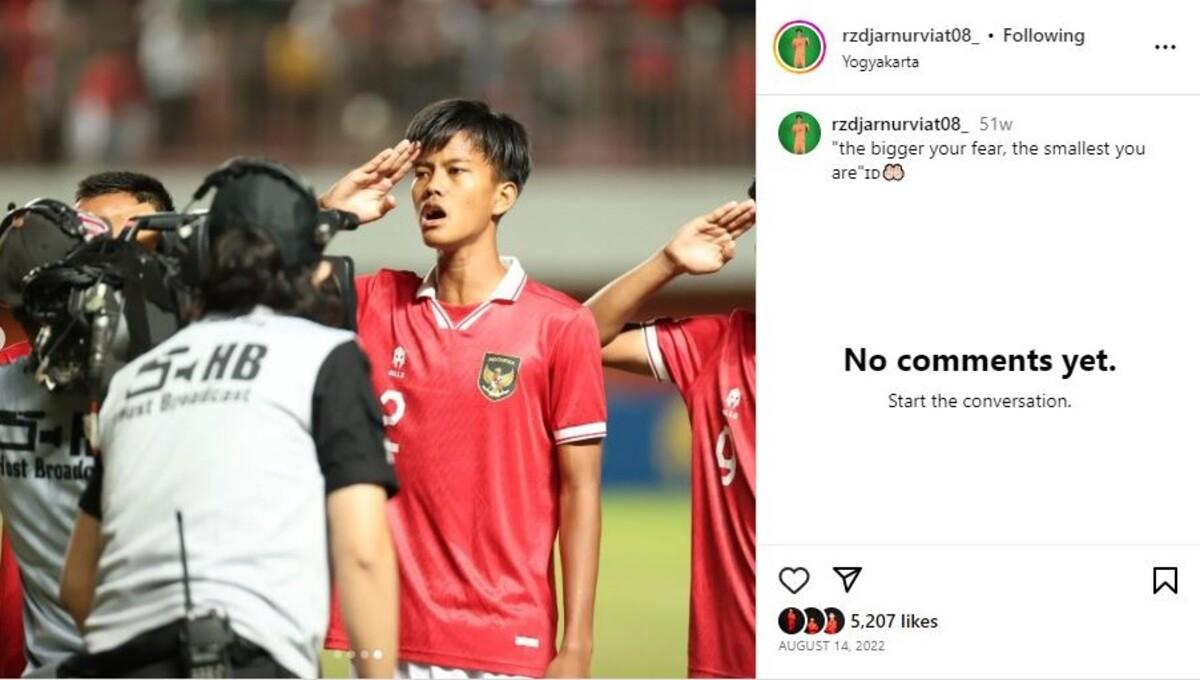 Rizdjar Nurviat Subagja saat berseragam Timnas Indonesia (Foto: IG @rzdjarnurviat08_)