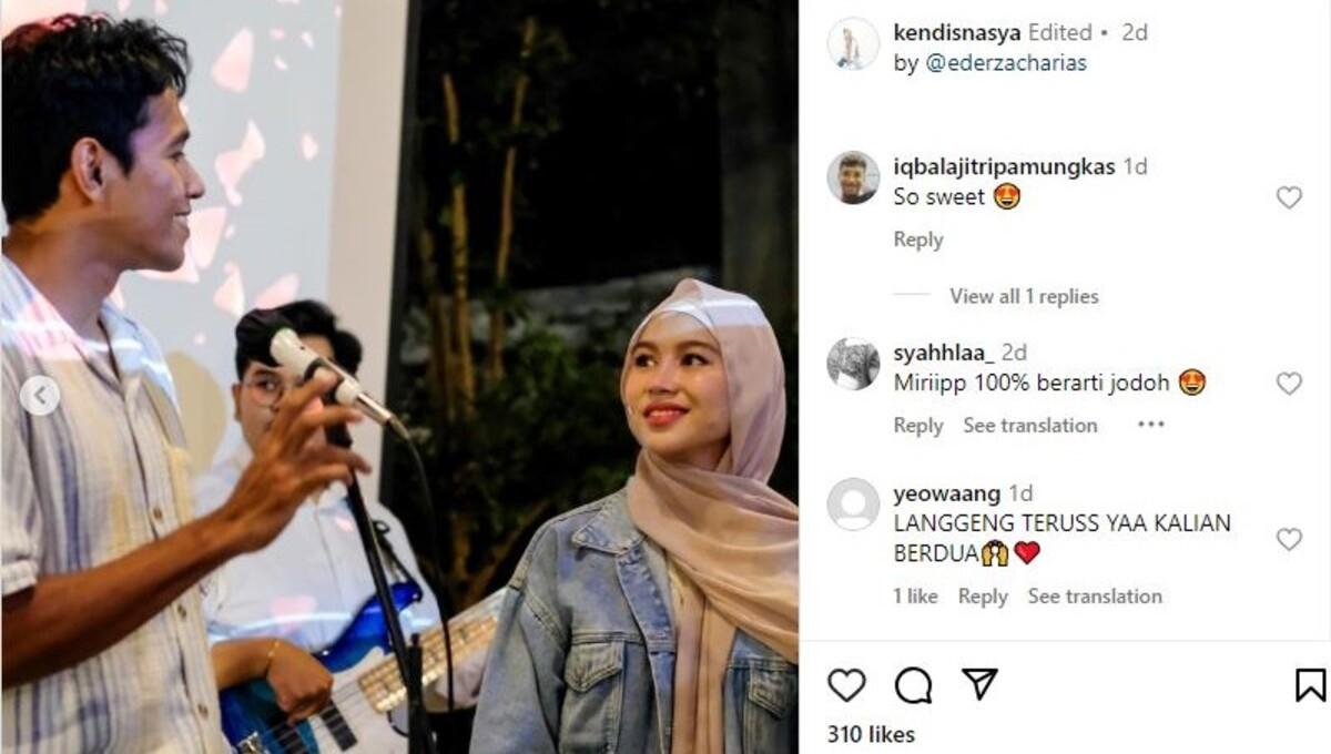 Chico Aura Dwi Wardoyo bersama sang kekasih, Kendis Nasya yang ternyata adalah seorang musisi cantik berhijab (Foto: IG @kendisnasya)