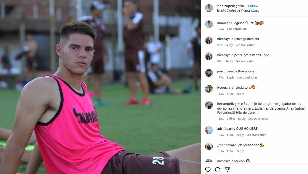 Klub Liga Italia (Serie A), AC Milan, selangkah lagi mendatangkan bek anyar, Marco Pellegrino, dari Platense. (Foto: Instagram@maarcopellegrino)
