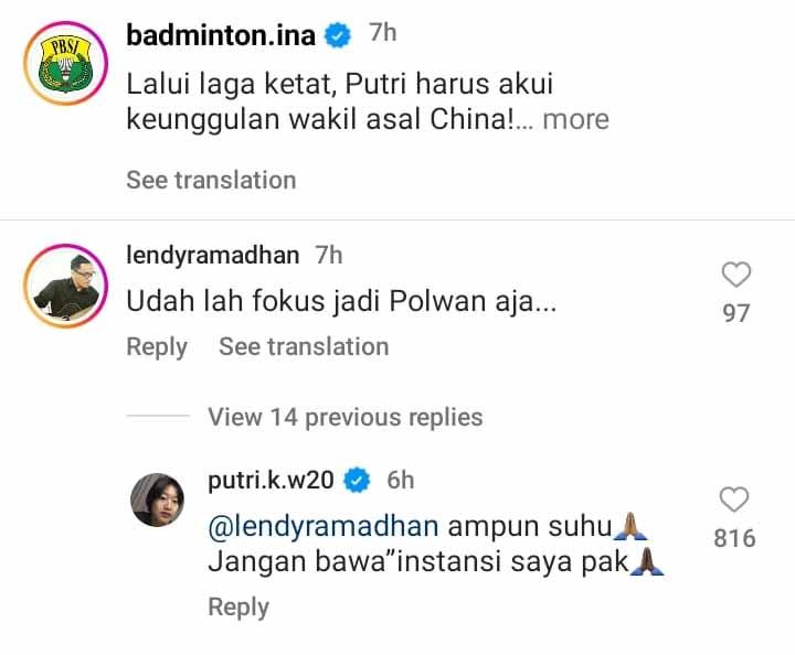 Tunggal putri Indonesia, Putri Kusuma Wardani kepancing netizen julid usai tersingkir dari kejuaraan dunia. (Foto: Instagram@badminton.ina) Copyright: Instagram@badminton.ina