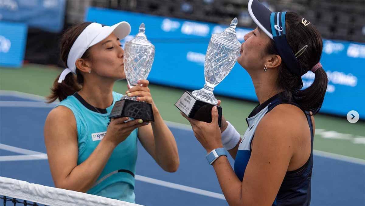 Petenis Indonesia, Aldila Sutjiadi, berhasil meraih juara ganda putri Tennis in The Land di Cleveland, Ohio, Amerika Serikat, Minggu (27/08/23) pagi WIB.(Foto: Instagram@wta)