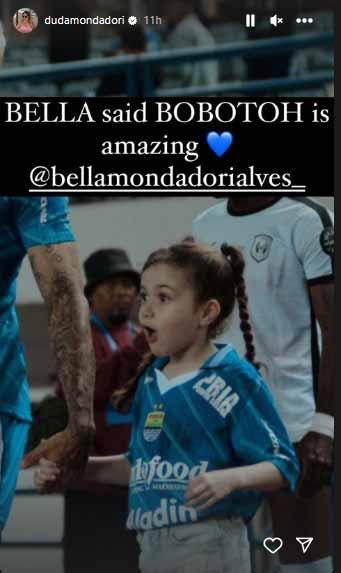 Bobotoh buat Putri Cantik Ciro Alves terpukau saat jadi Player Escort. (Foto: Instastory@dudamondadori) Copyright: Instastory@dudamondadori