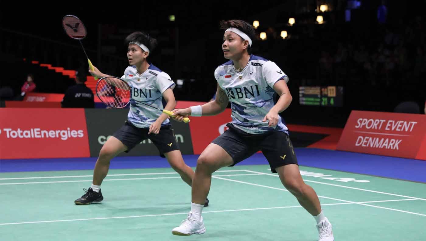Pasangan ganda putri Indonesia, Apriyani Rahayu/Siti Fadia Silva Ramadhanti akan tampil di final Kejuaraan Dunia Badminton 2023. (Foto: PBSI)