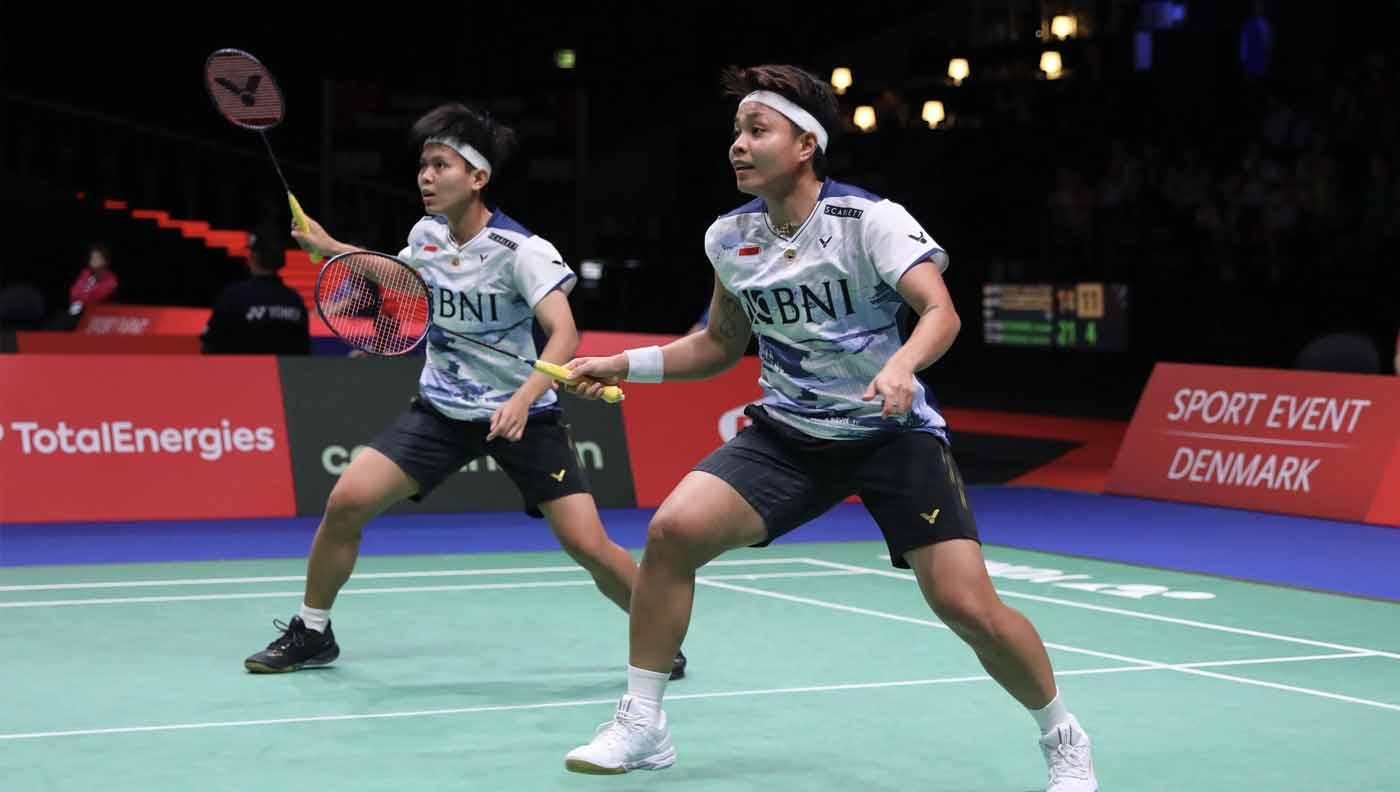 Pasangan ganda putri Indonesia, Apriyani Rahayu/Siti Fadia Silva Ramadhanti akan tampil di final Kejuaraan Dunia Badminton 2023. (Foto: PBSI) - INDOSPORT