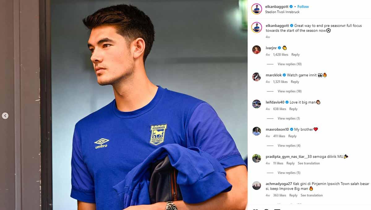 Bek Timnas Indonesia, Elkan Baggott, terancam tergusur mantan Manchester United, Axel Tuanzebe, di pertandingan Carabao Cup antara Ipswich Town vs Fulham. (Foto: Instagram@elkanbaggott)