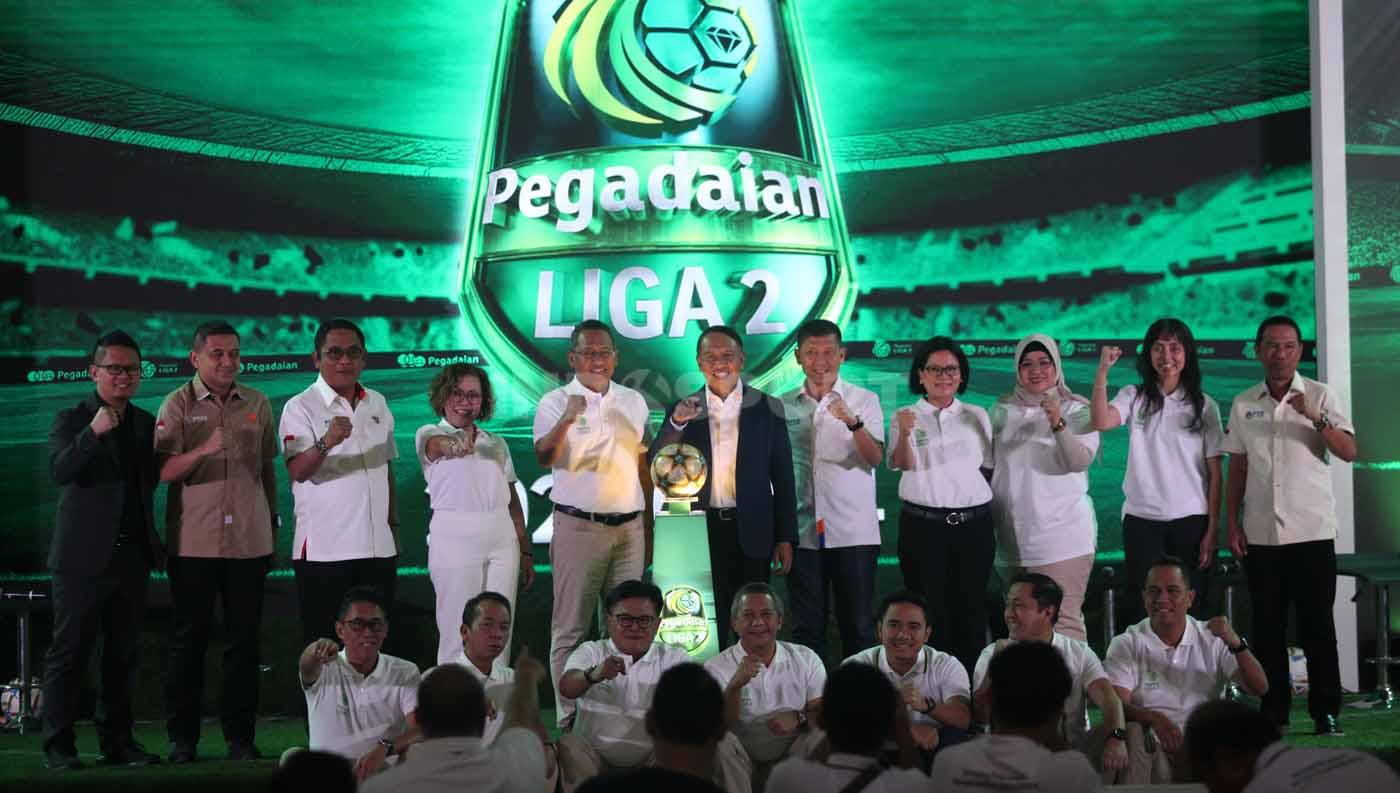 Acara press conference launching Liga 2 2023/2024 di Jakarta, Selasa (05/09/23). Kick-off Liga 2 resmi akan digelar pada 10 September mendatang.