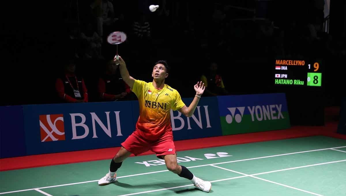 Tunggal putra Indonesia, Yohanes Saut Marcellyno di turnamen bulutangkis BNI Indonesia Masters 2023. (Foto: PP PBSI) - INDOSPORT