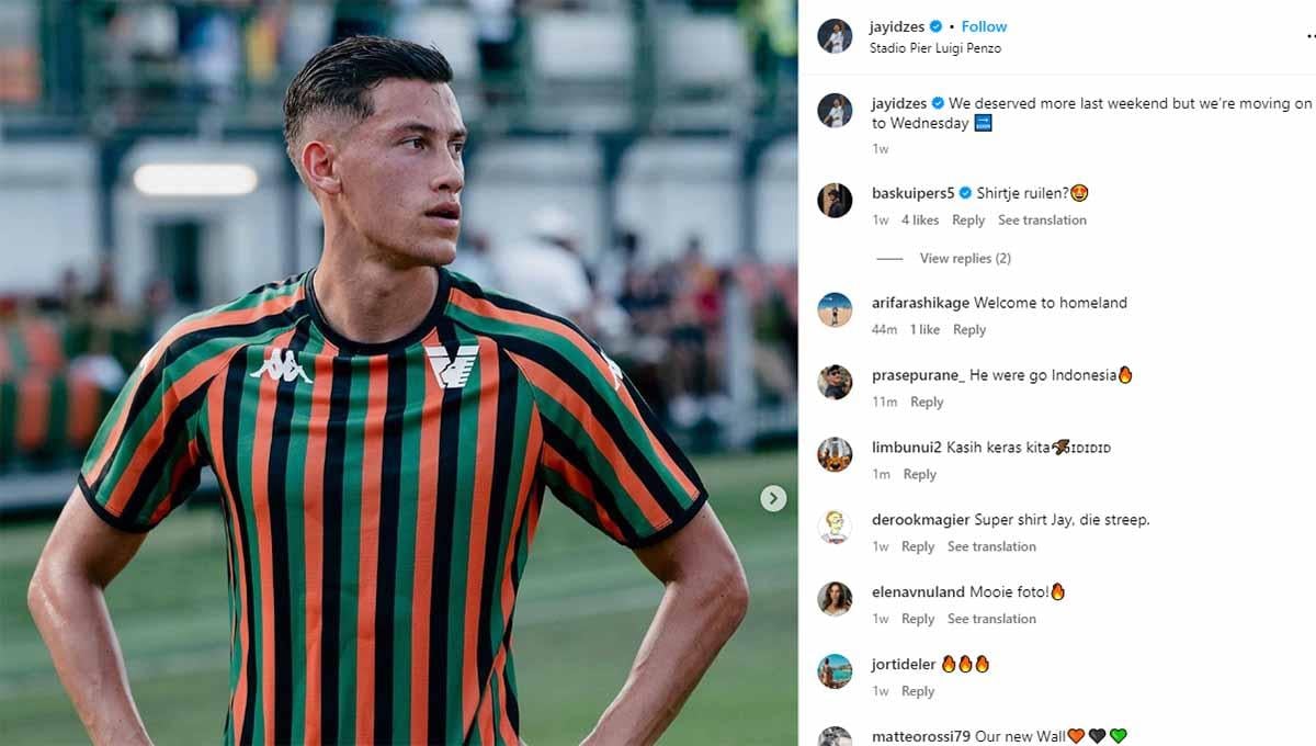 Jay Idzes, pemain Venezia FC yang segera naturalisasi untuk membela Timnas Indonesia. (Foto: Instagram @jayidzes) - INDOSPORT