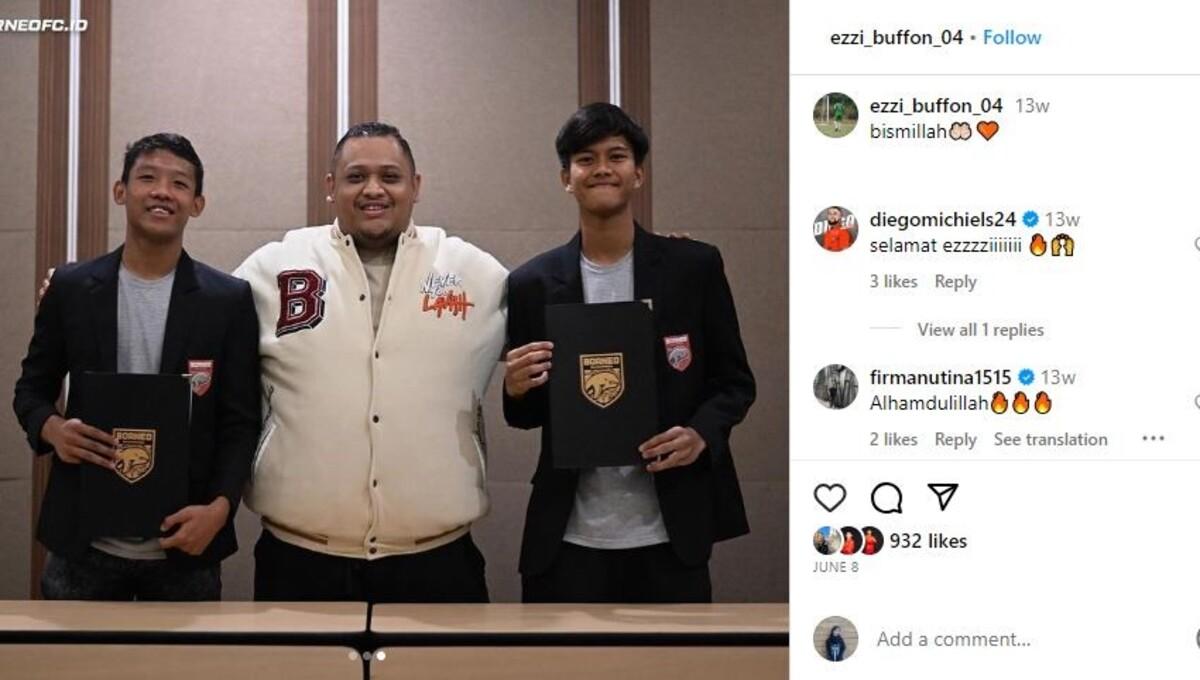 Muhammad Alfharezzi Buffon, Nabil Husein (Presiden Borneo FC), dan Rizdjar Nurviat Subagja - INDOSPORT