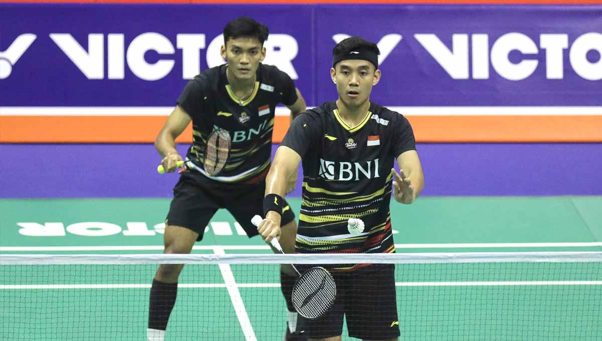 Pasangan ganda putra Indonesia, Bagas Maulana/Muhammad Shohibul Fikri di Hong Kong Open 2023. (Foto: PBSI)